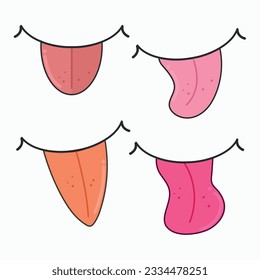 Tongue set icons cliparts isolated vector illustration