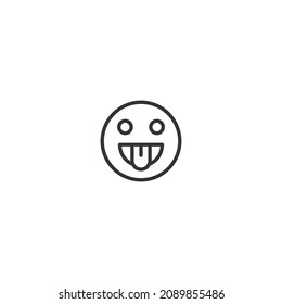 tongue smile emoticon line icon, outline vector sign, pixel perfect icon