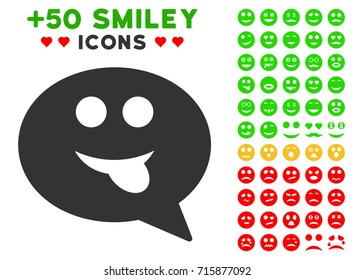Tongue Smiley Message pictograph with bonus mood graphic icons. Vector illustration style is flat iconic symbols for web design, app user interfaces.