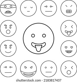Tongue, smiling, emotions icon in a collection with other items