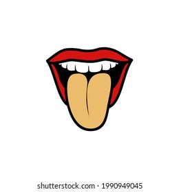 Tongue Sticking Out on Mouth Cartoon Illustrations