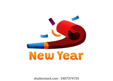 Tongue Trumpet Happy New Year Sticker