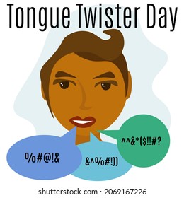 Tongue Twister Day, Idea For Poster, Banner, Flyer Or Postcard Vector Illustration