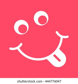 Tongue white icon on magenta color background. Eps-10.