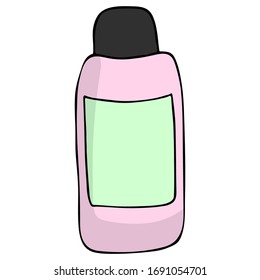 Tonic bottle with label, hand drawn doodle sketch, isolated vector illustration.