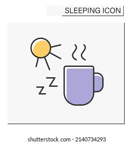 Tonic drink color icon. Coffee or tea for waking up. Sleeping concept. Isolated vector illustration