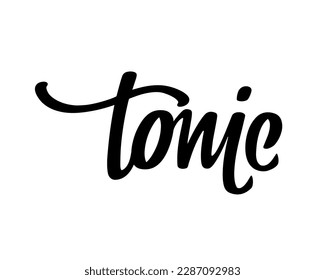 Tonic lettering. Black Inscription isolated on white background. Hand-drawn vector calligraphy for tonic water. Template for drink brand.