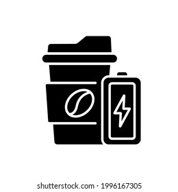 Toning energy coffee glyph icon. Vector fill black illustration.