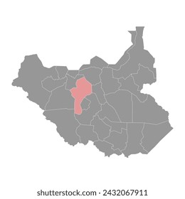 Tonj State map, administrative division of South Sudan. Vector illustration.