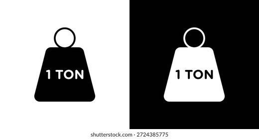 Icono de toneladas ilustraciones gráficas planas simples. Vector de silueta blanco y negro
