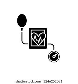 Tonometer black icon, vector sign on isolated background. Tonometer concept symbol, illustration 