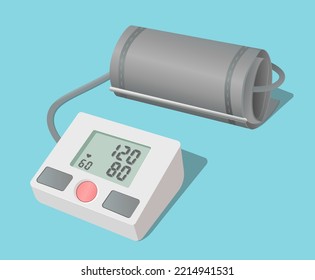 Tonometer. Einrichtung zur Messung des Blutdrucks. Gesundheitsüberwachung. Vektorgrafik.