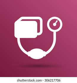 Tonometer flat Icon. Blood Pressure Checker medical.