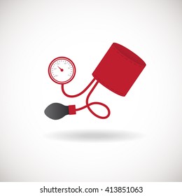 Icono de tónómetro. Icono de control de presión arterial, estilo de diseño plano