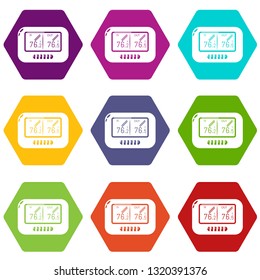 Tonometer icons 9 set coloful isolated on white for web