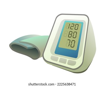 Tonometer for measuring blood pressure and pulse. Medical equipment for health. Isolated on white background. Vector