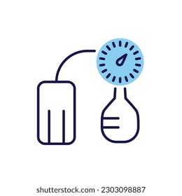 Icono de línea vectorial relacionado con el tonómetro. Aislado sobre fondo blanco. Ilustración vectorial. Trazo editable