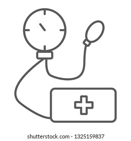 Tonometer thin line icon, medicine and health, measurement tool sign, vector graphics, a linear pattern on a white background, eps 10.