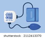 Tonometer vector. Blood pressure measurement, sphygmomanometer illustration. Hypotension and hypertension disease treatment. High or low blood pressure measurement. Hypertensive crisis is shown.