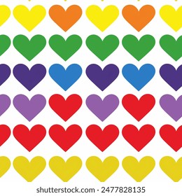 Tons of Hearts all kinds of shapes and sizes: Colorful Watercolor Seamless Pattern Wallpaper Curtain Bedding Upholstery White Background Vector
