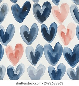 
Tons of Hearts all kinds of shapes and sizes: Colorful Watercolor Seamless Pattern Wallpaper Curtain Bedding Upholstery Fabric White Background Vector