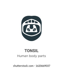 Tonsil glyph icon vector on white background. Flat vector tonsil icon symbol sign from modern human body parts collection for mobile concept and web apps design.