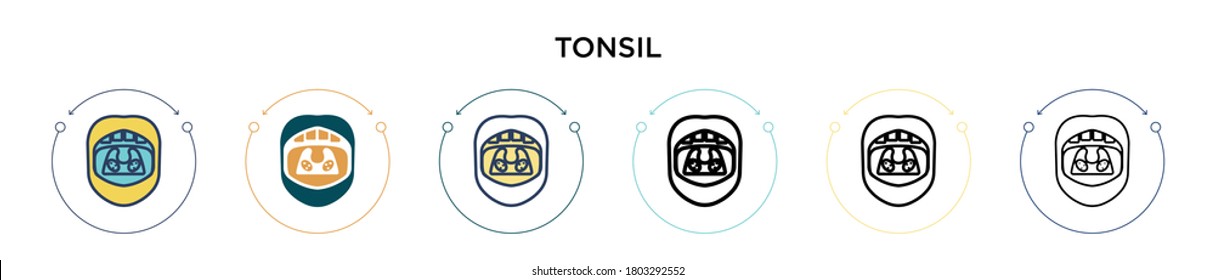 Tonsil icon in filled, thin line, outline and stroke style. Vector illustration of two colored and black tonsil vector icons designs can be used for mobile, ui, web