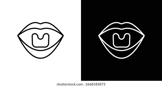 Icono de la amígdala en Formas de línea, Ilustración vectorial de diseño de línea delgada