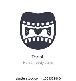 tonsil outline icon. isolated line vector illustration from human body parts collection. editable thin stroke tonsil icon on white background