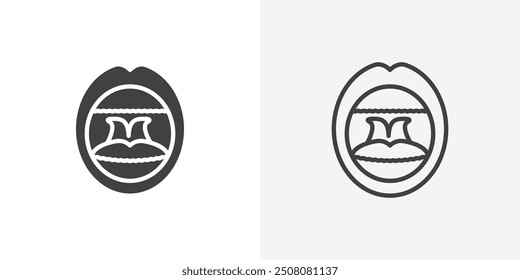 Tonsillitis icon in solid and outlined style