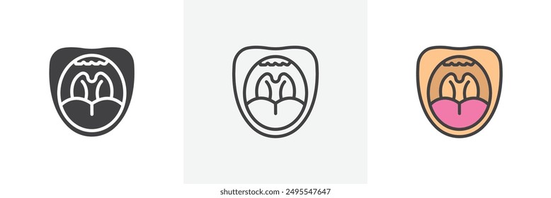 Tonsillitis icon symbol collection on white background.