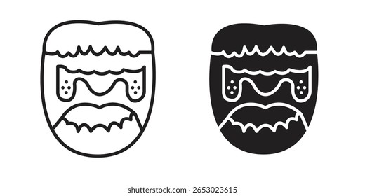 Tonsillitis icon symbol set in black. line and flat icons