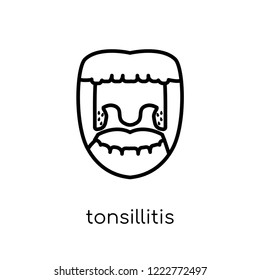 Tonsillitis icon. Trendy modern flat linear vector Tonsillitis icon on white background from thin line Diseases collection, editable outline stroke vector illustration