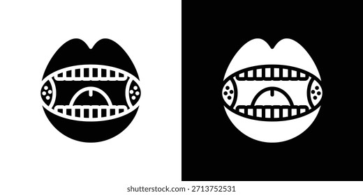 Tonsillitis icon. Vector illustration. Silhouette in black color