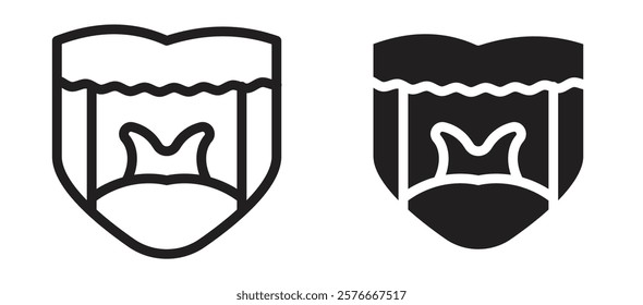 Tonsillitis icons in outline and stroke versions