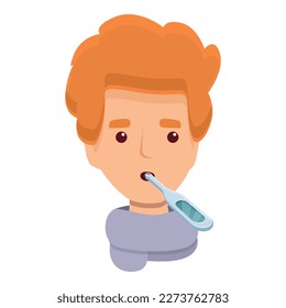 Vector de dibujos animados de la temperatura del niño de Tonsillitis. Infección bacteriana. Uvula de frotis