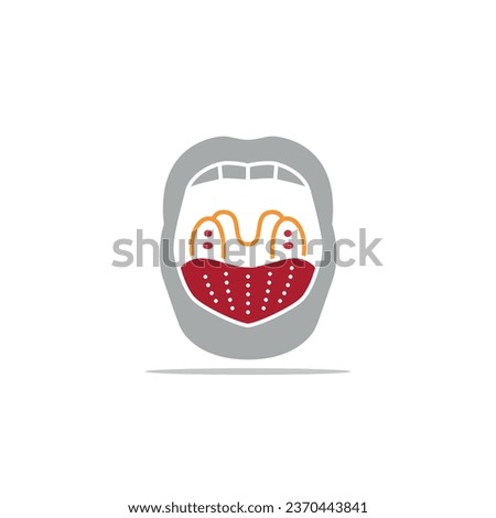 tonsillitis line icon, vector illustration toung