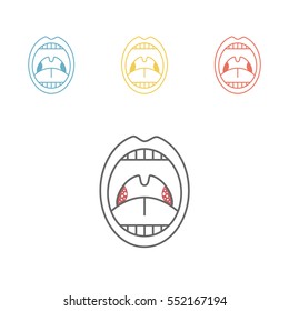 Tonsillitis. Line icon. Vector sign.