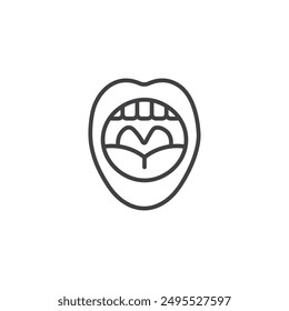 Icono de amigdalitis delineado aislado sobre fondo blanco