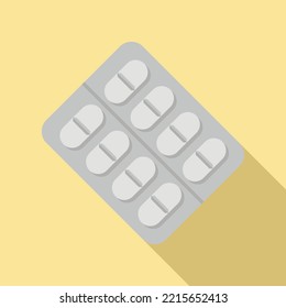 Tonsillitis pill blister icon flat vector. Tonsil mouth. Bacterial inflammation