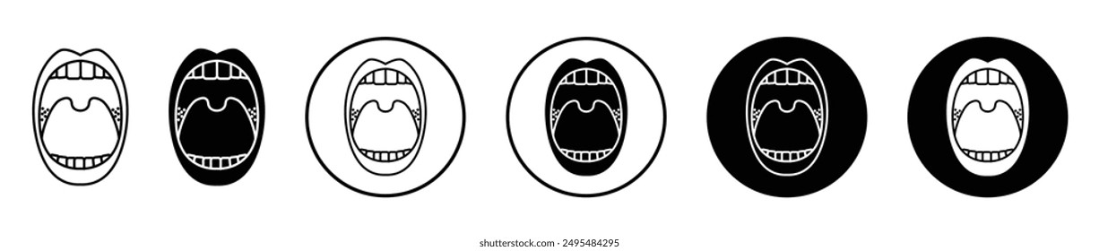 Tonsillitis thin line vector icon set.