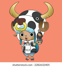 Tony Tony Chopper Milkman fanart, icon character for fictional object, in one of the anime series, Vector Anime character