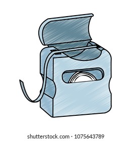Tooh with floss funny cartoon scribble