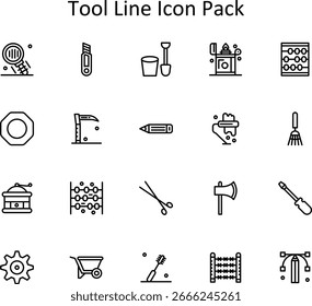 Herramienta - 20 iconos vectoriales en estilo de línea