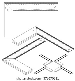 tool angle line drawing isometric set