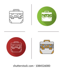 Tool bag icon. Toolbox. Flat design, linear and color styles. Isolated vector illustrations