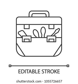Tool bag linear icon. Thin line illustration. Toolbox. Contour symbol. Vector isolated outline drawing. Editable stroke