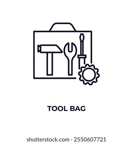 tool bag  outline icon. Linear vector from construction concept. Thin line tool bag  icon isolated on white background