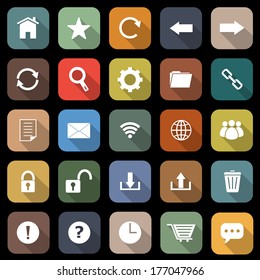 Tool bar flat icons with long shadow stock vector