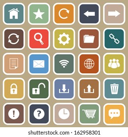 Tool bar flat icons on brown background, stock vector